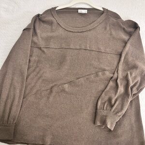 Ribbed Long Sleeve Top in Taupe